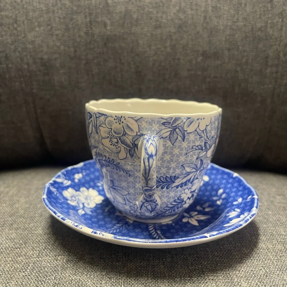 Spode Penny Lane Honeywall Shade Blue & White Floral Teacup and Saucer